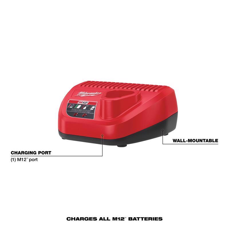 Milwaukee M12 RedLithium CP 2 Ah Lithium-Ion Battery and Charger 2 pc