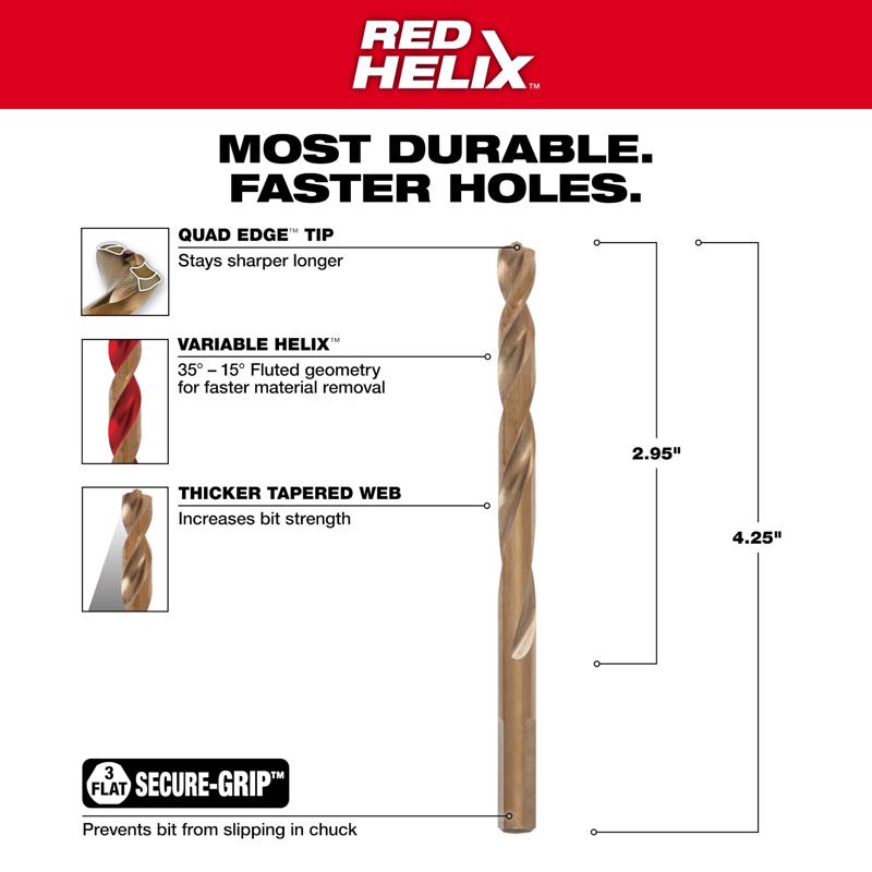 Milwaukee Red Helix 9/32 in. X 4-5/16 in. L Steel Thunderbolt Drill Bit 3-Flat Shank 1 pc