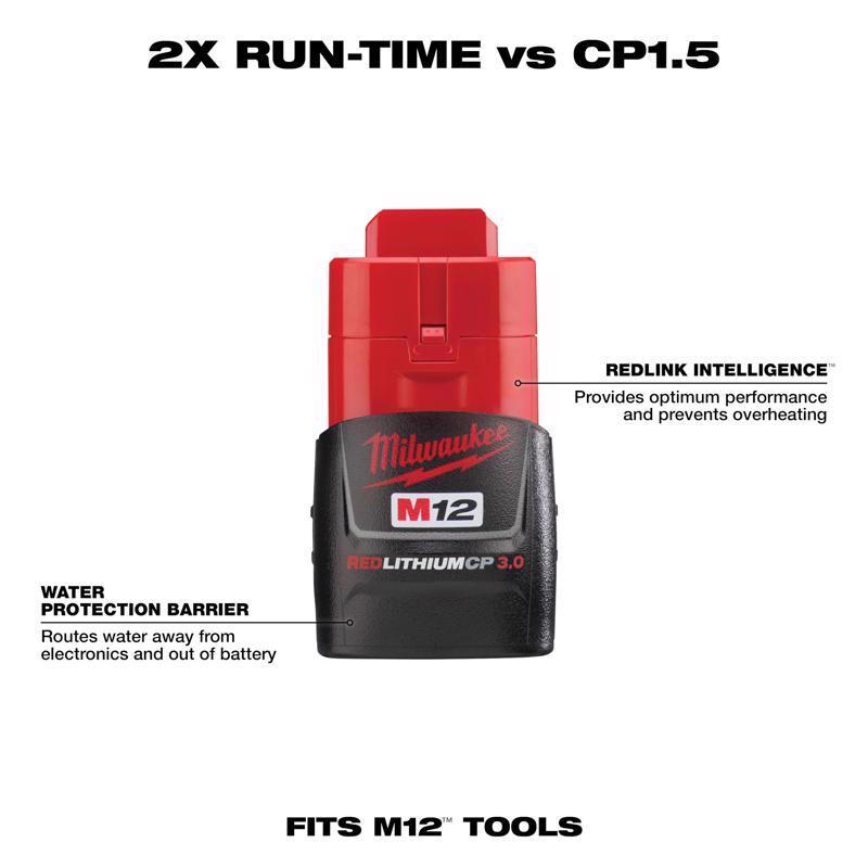 Milwaukee M12 RedLithium 3 Ah Lithium-Ion Battery Pack 1 pc