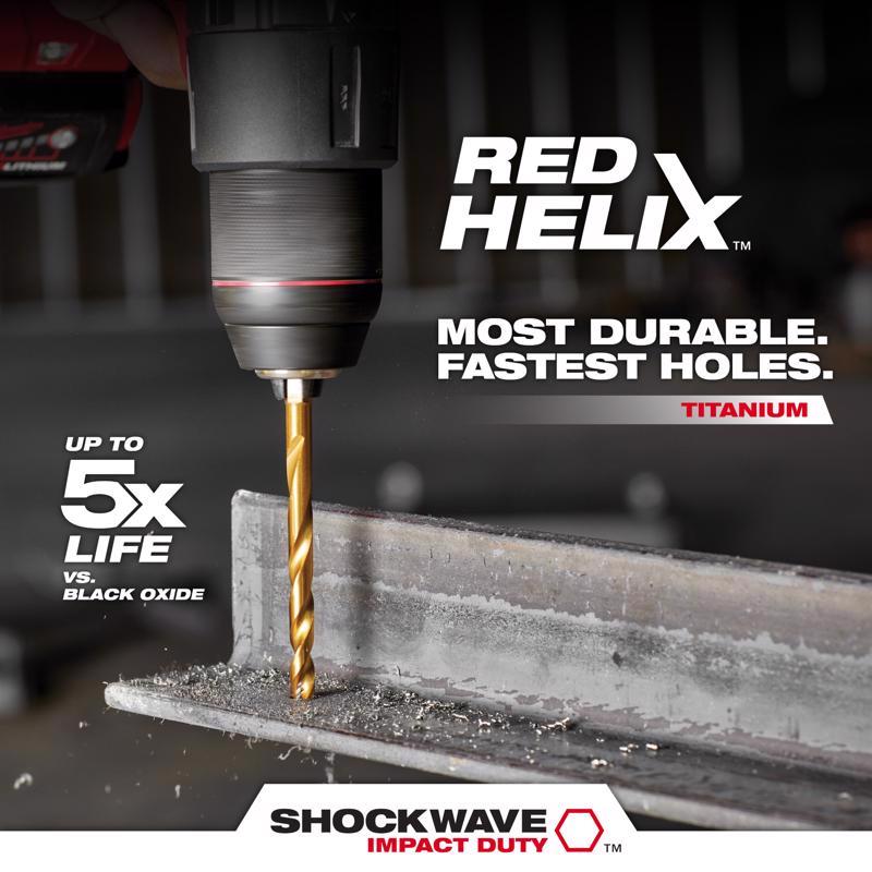 Milwaukee Shockwave 13/32 in. X 4.8 in. L Titanium Red Helix Drill Bit Hex Shank 1 pc