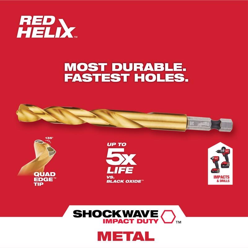 Milwaukee Shockwave Titanium Red Helix Drill Bit Set Hex Shank 23 pc