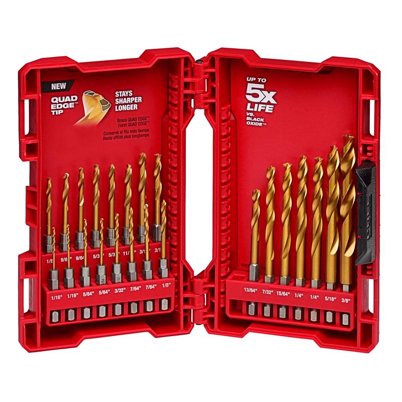 Milwaukee Shockwave Titanium Red Helix Drill Bit Set Hex Shank 23 pc