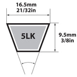 Mitsuboshi Super KB 5LK540 V-Belt 0.63 in. W X 54 in. L For Riding Mowers