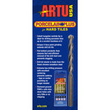 ARTU Porcelain Plus Tungsten Carbide Tipped Glass and Tile Bit Set Straight Shank 4 pc