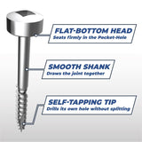 Kreg No. 6 X 1 in. L Square Zinc-Plated Pocket-Hole Screw 500 ct