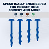 Kreg No. 8 X 1-1/4 in. L Square Blue-Kote Pocket-Hole Screw 100 ct