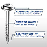 Kreg No. 7 X 1-1/2 in. L Square Zinc-Plated Pocket-Hole Screw 500 ct