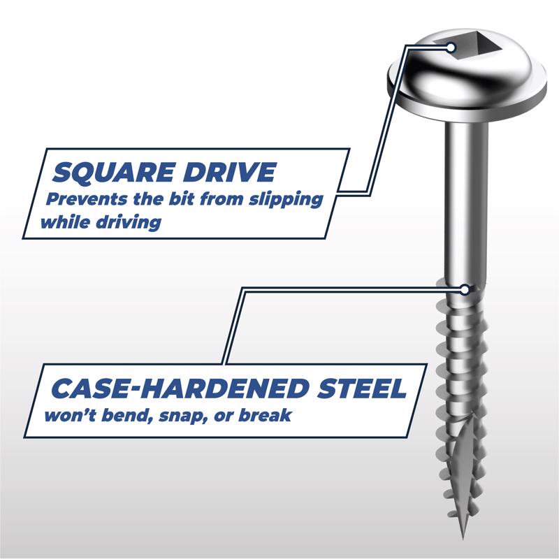 Kreg No. 7 X 1-1/2 in. L Square Zinc-Plated Pocket-Hole Screw 500 ct