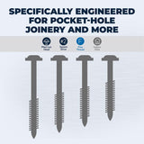 Kreg No. 7 X 1-1/4 in. L Square Zinc-Plated Pocket-Hole Screw 250 ct