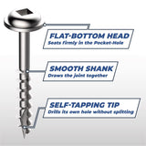 Kreg No. 8 X 1 in. L Square Zinc-Plated Pocket-Hole Screw 500 ct