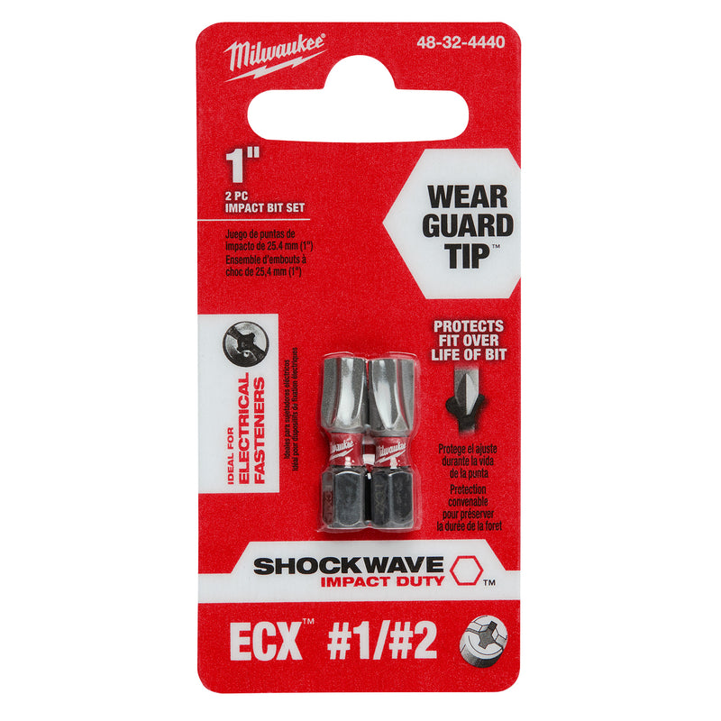 Milwaukee Shockwave ECX 1/2 in. X 1 in. L Impact Insert Bit Set Alloy Steel 2 pc