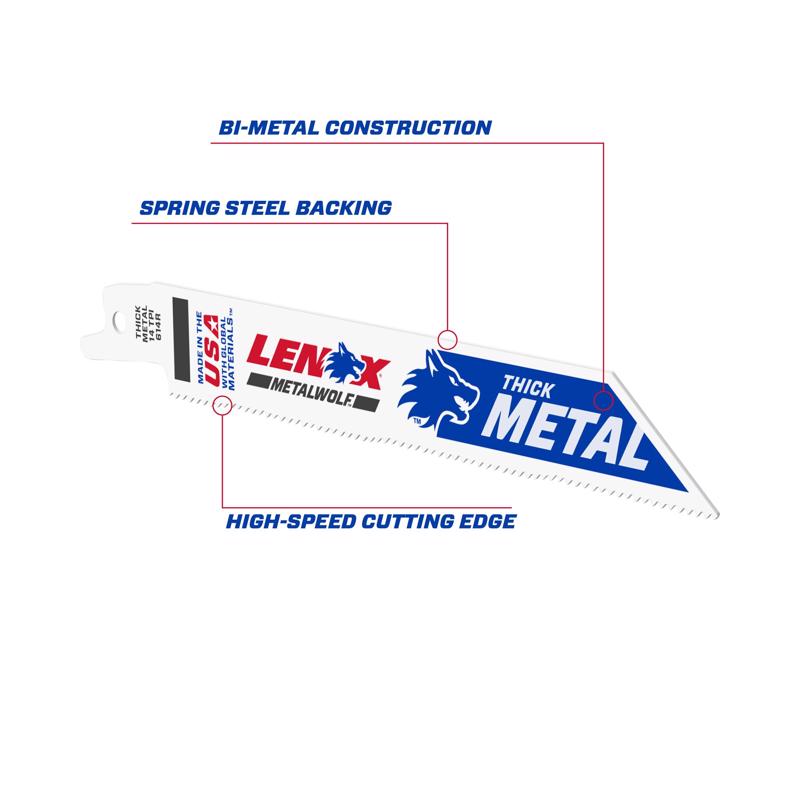 LENOX METALWOLF 6 in. Bi-Metal Wave Edge Reciprocating Saw Blade 14 TPI 5 pk