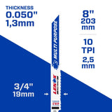 LENOX MULTIWOLF 8 in. Bi-Metal WAVE EDGE Reciprocating Saw Blade 10 TPI 5 pk