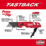 Milwaukee Fastback 6-3/4 in. Press and Flip Folding Utility Knife Red 1 pc