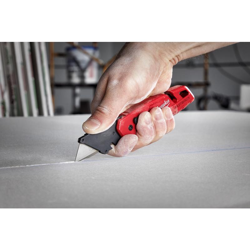 Milwaukee Fastback 6-3/4 in. Press and Flip Folding Utility Knife Red 1 pc