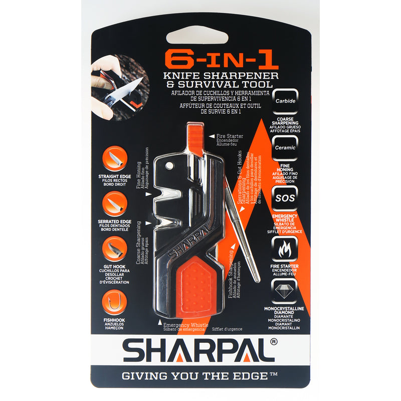 Sharpal 6-in-1 Carbide/Diamond Knife Sharpener and Survival Tool 400 Grit 1 pc