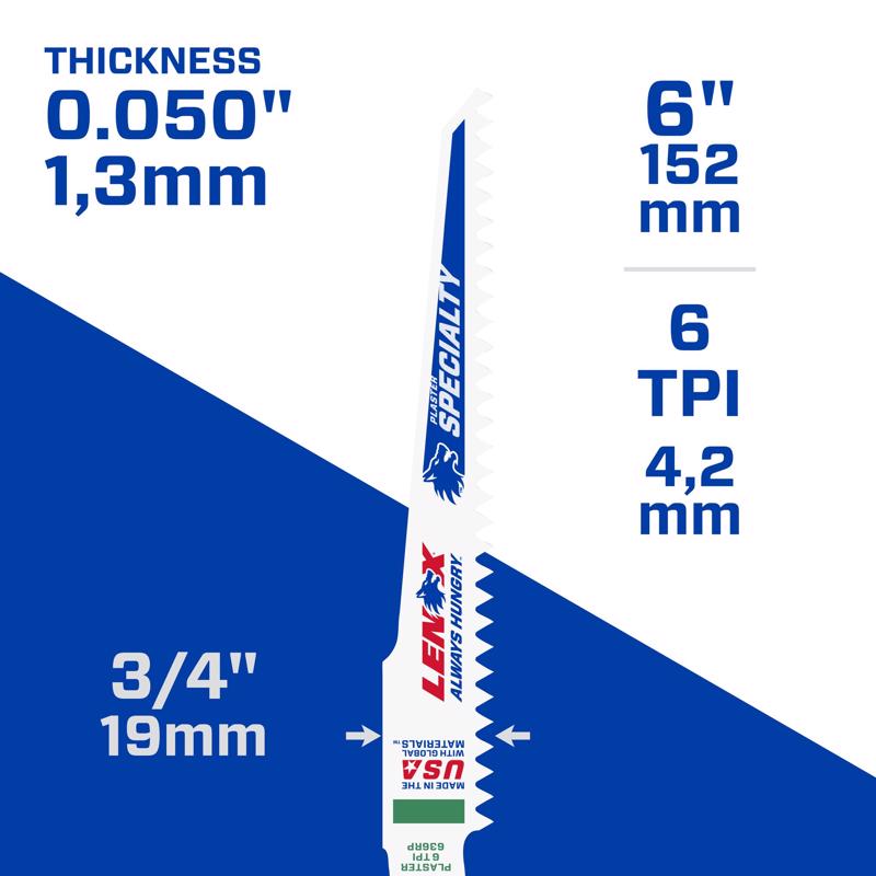 LENOX SPECIALTY 6 in. Bi-Metal Reciprocating Saw Blade 6 TPI 5 pk