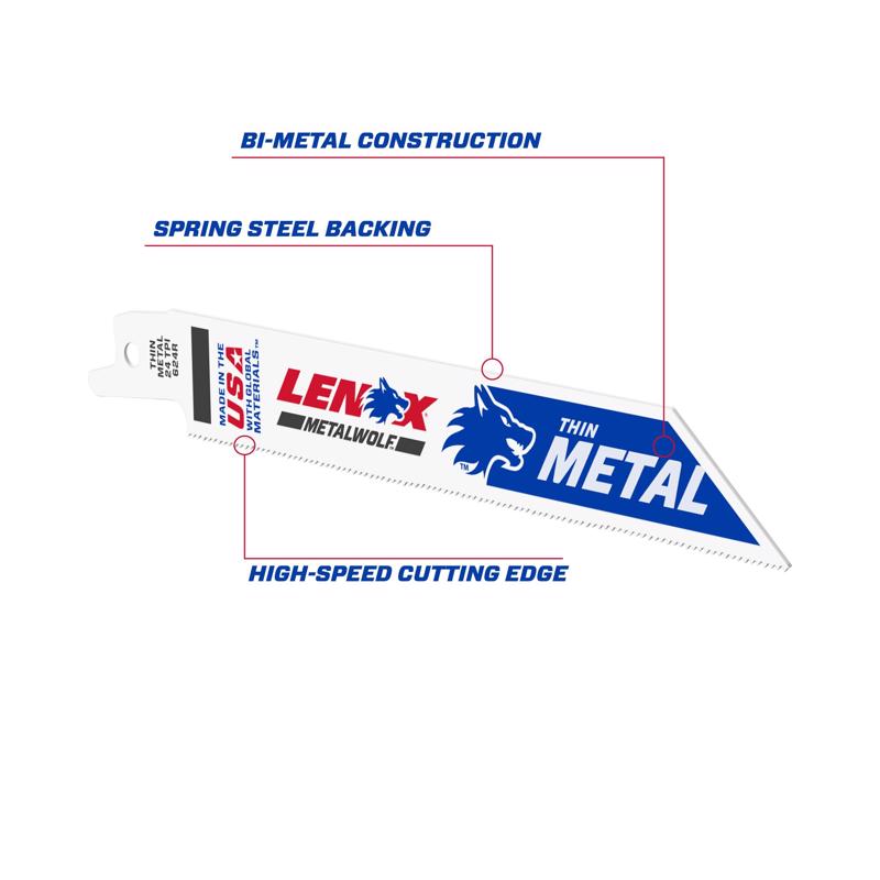 LENOX METALWOLF 6 in. Bi-Metal WAVE EDGE Reciprocating Saw Blade 24 TPI 1 pk