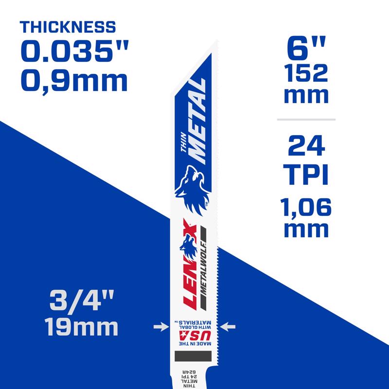LENOX METALWOLF 6 in. Bi-Metal WAVE EDGE Reciprocating Saw Blade 24 TPI 1 pk