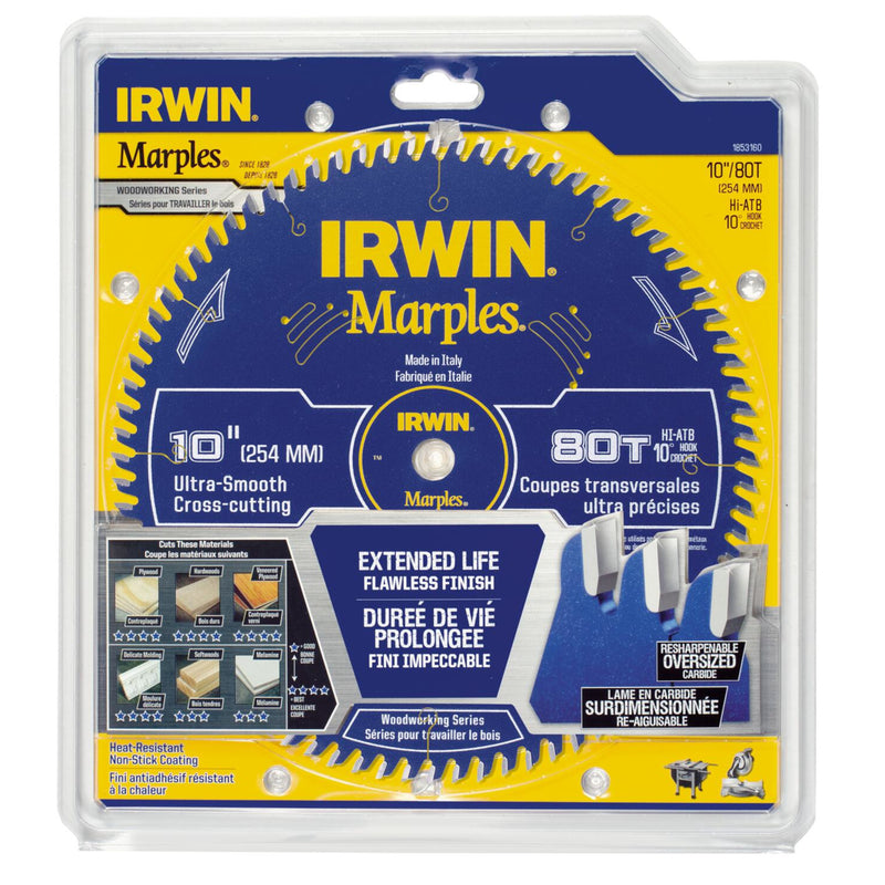 Irwin Marples 10 in. D X 5/8 in. Woodworking Carbide Circular Saw Blade 80 teeth 1 pk