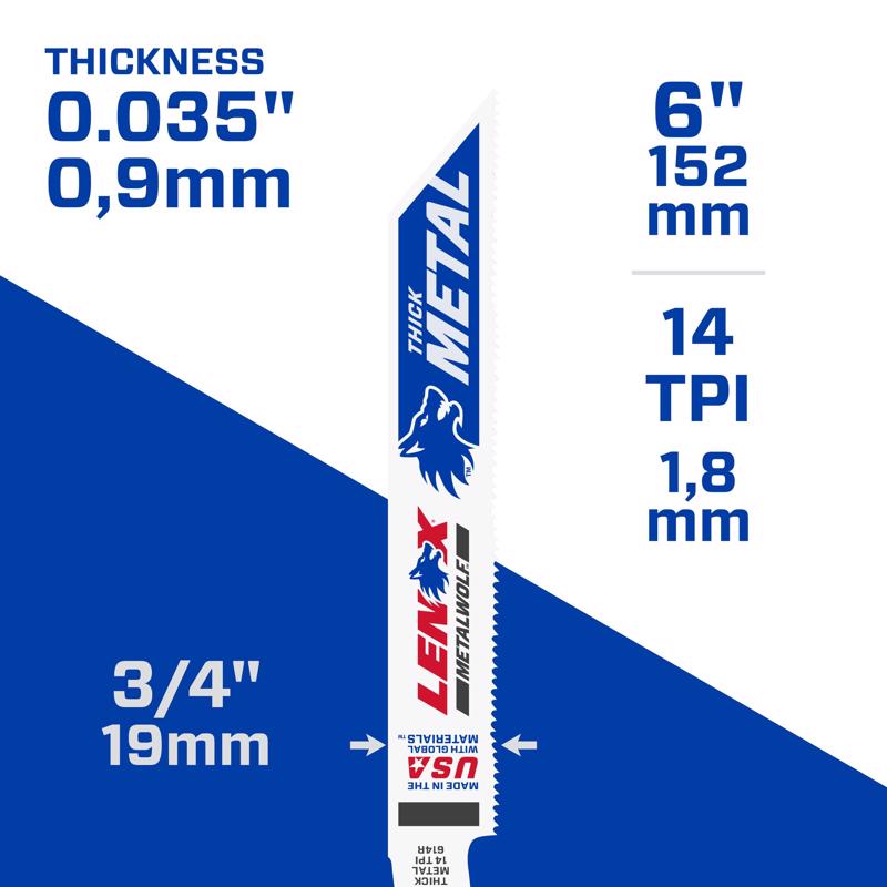 LENOX METALWOLF 6 in. Bi-Metal WAVE EDGE Reciprocating Saw Blade 14 TPI 25 pk