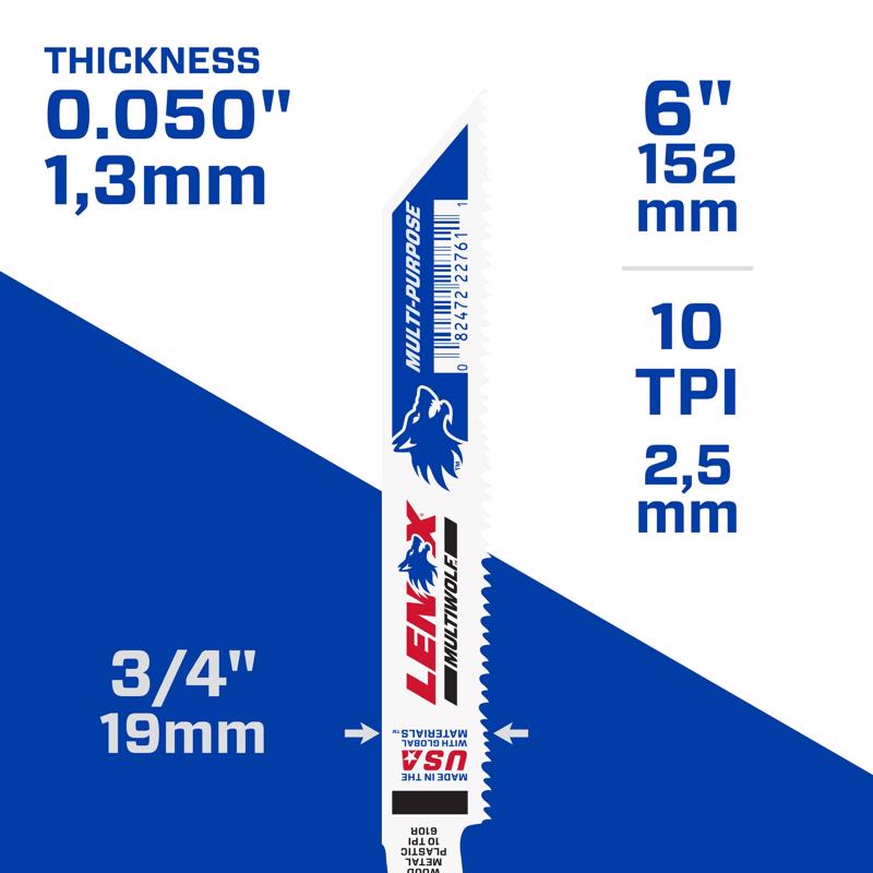 LENOX MULTIWOLF 6 in. Bi-Metal WAVE EDGE Reciprocating Saw Blade 10 TPI 1 blade