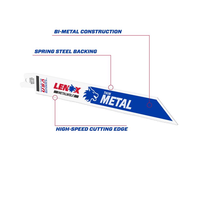 LENOX METALWOLF 8 in. Bi-Metal WAVE EDGE Reciprocating Saw Blade 24 TPI 5 pk