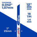 LENOX METALWOLF 12 in. Bi-Metal WAVE EDGE Reciprocating Saw Blade 18 TPI 5 pk