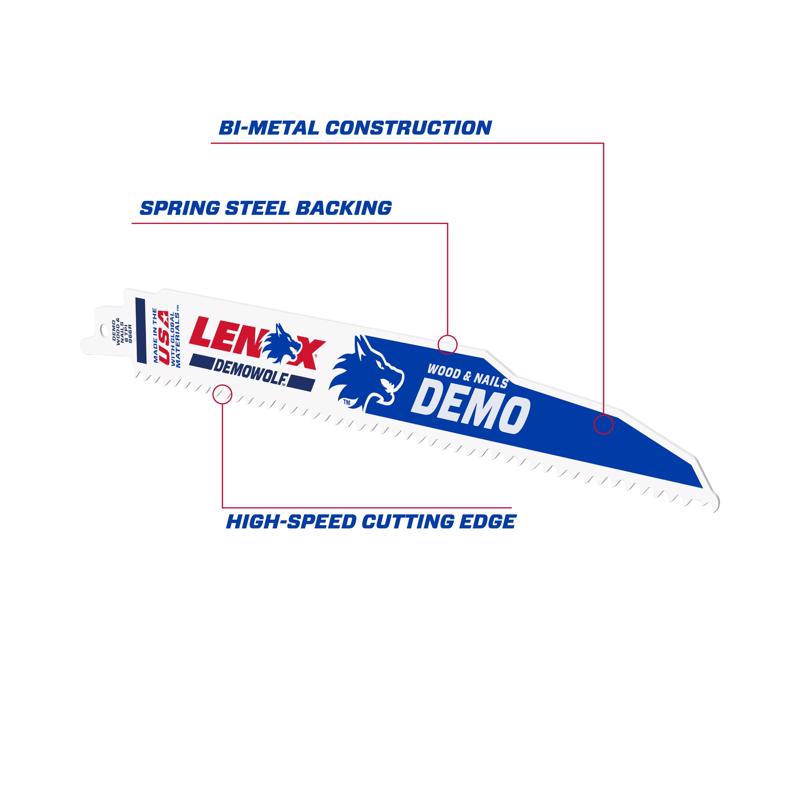 LENOX DEMOWOLF 9 in. Bi-Metal Reciprocating Saw Blade 6 TPI 25 pk