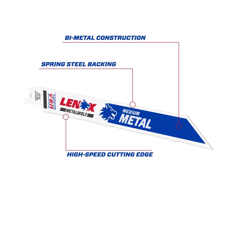 LENOX METALWOLF 8 in. Bi-Metal WAVE EDGE Reciprocating Saw Blade 18 TPI 25 pk