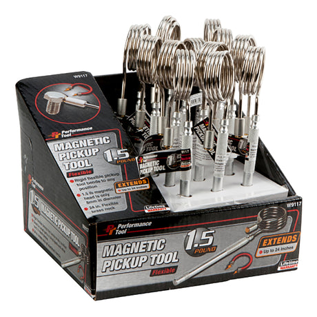 Performance Tool 24 in. L X 1.00 in. W Silver Flexible Magnetic Pickup Tool 1.5 lb. pull 12 pc