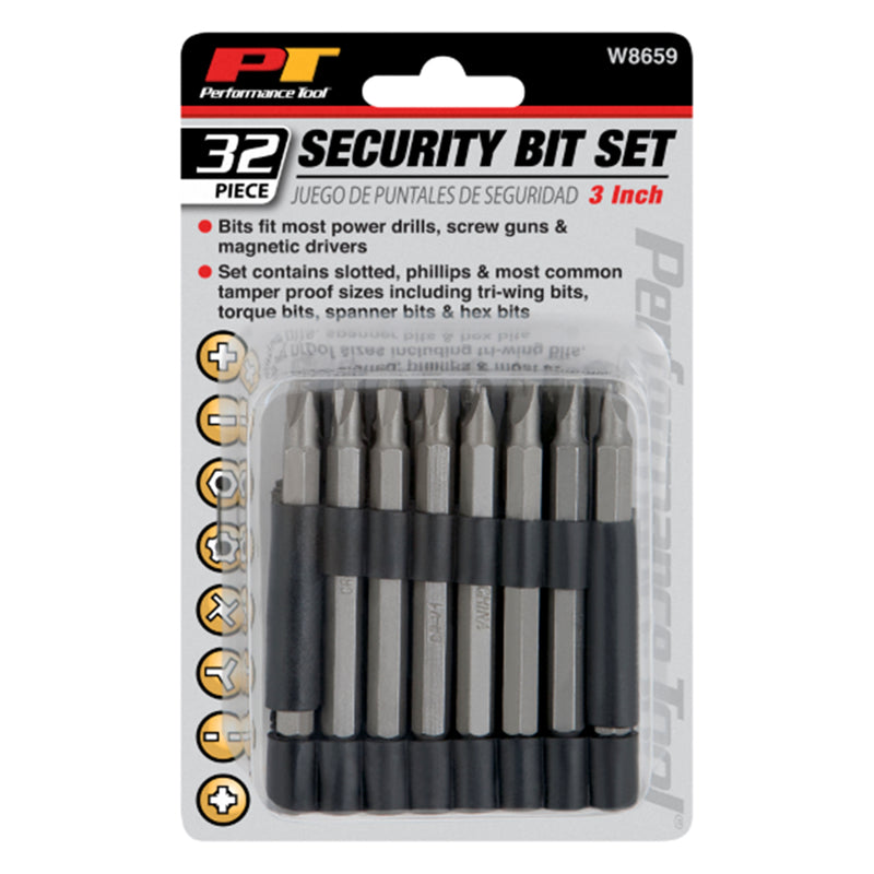 Performance Tool Assorted 3 in. L Security Bit Set Multi-Material 32 pc
