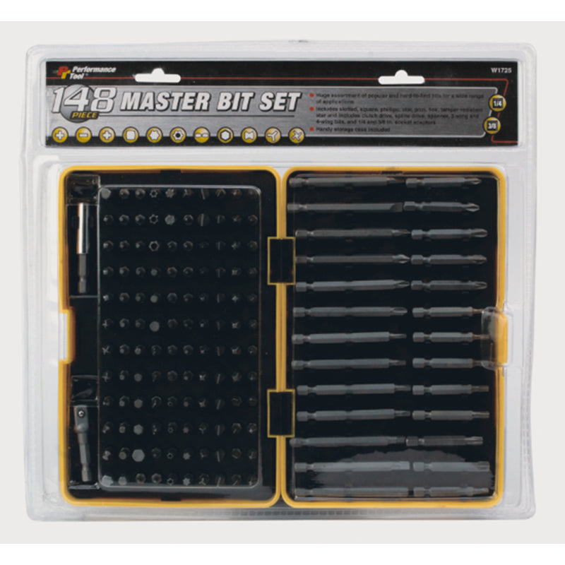 Performance Tool Assorted Master Bit Set Multi-Material 148 pc