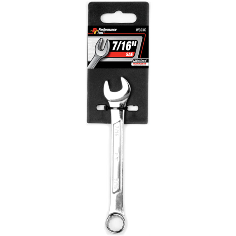 Performance Tool 7/16 in. X 7/16 in. 12 Point SAE Combination Wrench 1 pc