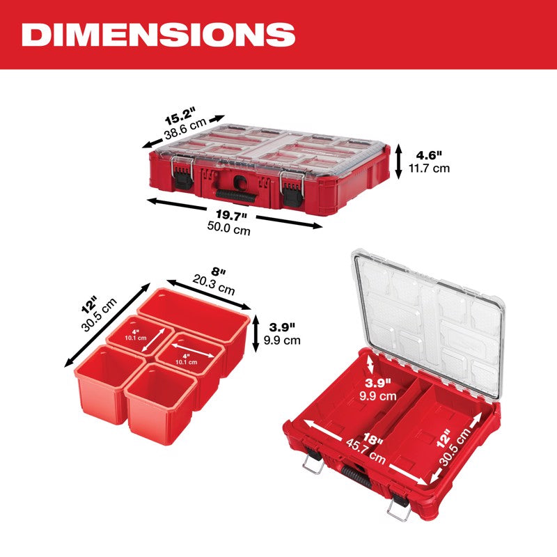 Milwaukee PACKOUT Garage Organizer Storage Organizer Impact-Resistant Poly 10 compartments Red