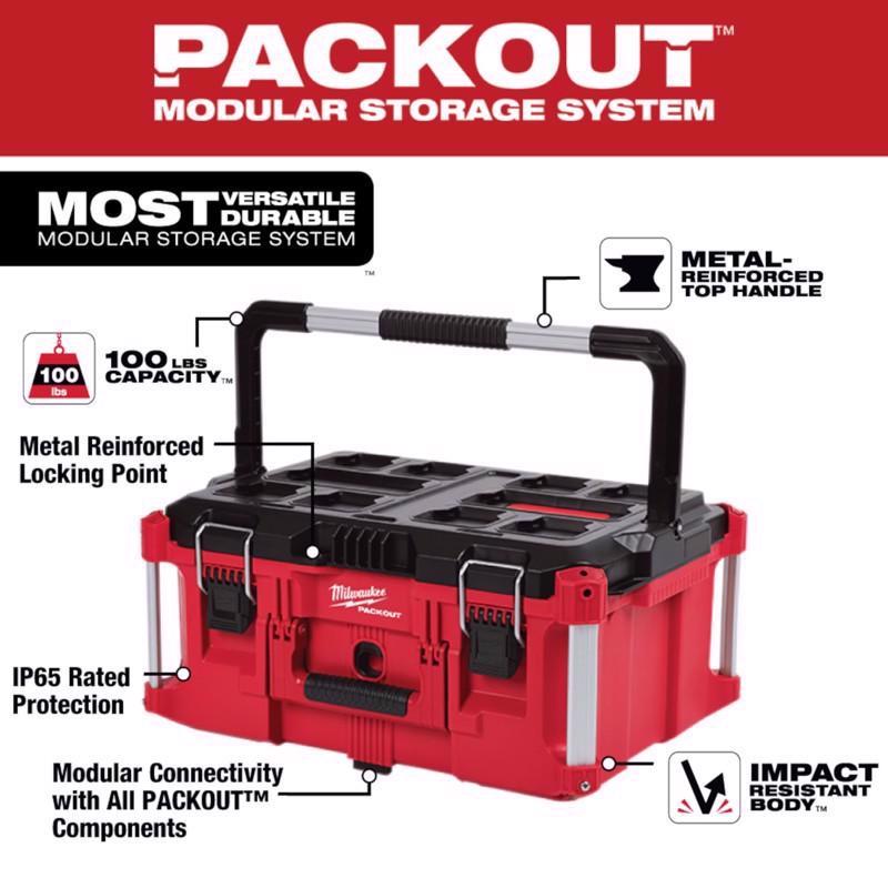 Milwaukee PACKOUT 22 in. Modular Large Portable Tool Box Black/Red