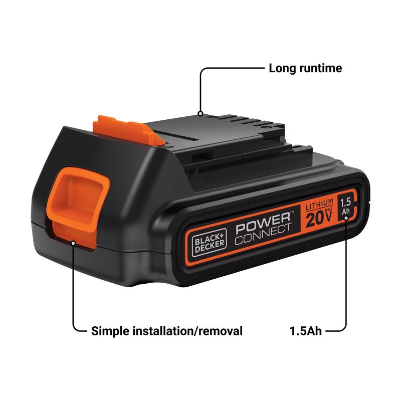 Black+Decker 20V MAX LBXR20 1.5 Ah Lithium-Ion Battery 1 pc