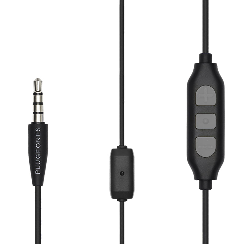 Plugfones Guardian Plus 29 dB Nylon/Silicone/Soft Foam 3.5 MM Jack Earplugs/Earphones w/Mic Black 1