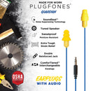 Plugfones Guardian 29 dB Nylon/Silicone/Soft Foam 3.5 MM Jack Earplugs/Earphones Yellow 1 pair