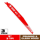 Diablo Demo Demon 9 in. Carbide Tipped Pruning & Clean Wood Reciprocating Saw Blade 3 TPI 3 pk