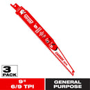 Diablo Demo Demon 9 in. Carbide Reciprocating Saw Blade 6/9 TPI 3 pk