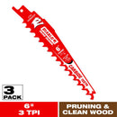 Diablo Demo Demon 6 in. Carbide Tipped Pruning & Clean Wood Reciprocating Saw Blade 3 TPI 3 pk