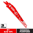 Diablo Demo Demon 6 in. Carbide Tipped General Purpose Reciprocating Saw Blade 6/9 TPI 3 pk