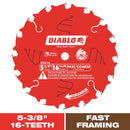Diablo 5-3/8 in. D X 10 mm TiCo Hi-Density Carbide Trim Saw Blade 16 teeth 1 pk