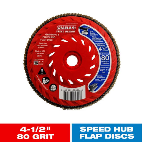 Diablo Steel Demon 4-1/2 in. D X 5/8 in. Zirconia Speed Hub Thread Arbor Flap Disc 80 Grit 1 pk