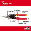 Milwaukee 10 in. Forged Alloy Steel Straight Serrated Aviation Snips 22 Ga. 1 pk