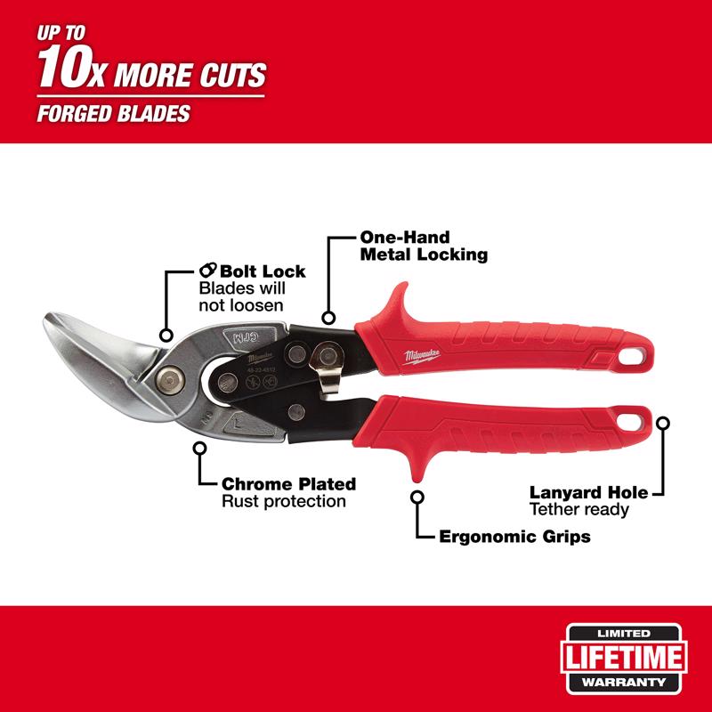 Milwaukee 10 in. Forged Alloy Steel Offset Aviation Snips Set 22 Ga. 2 pk