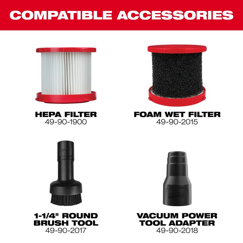 Milwaukee M18 0880-20 2 gal Cordless Shop Vacuum Tool Only 18 V