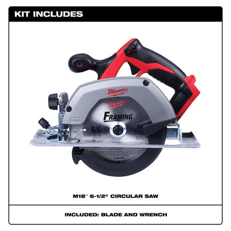 Milwaukee M18 6-1/2 in. Cordless Brushed Circular Saw Tool Only