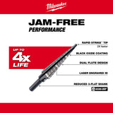 Milwaukee JAM-FREE 1/8 to 1/2 in. X 6 in. L Black Oxide Step Drill Bit 3-Flat Shank 1 pc